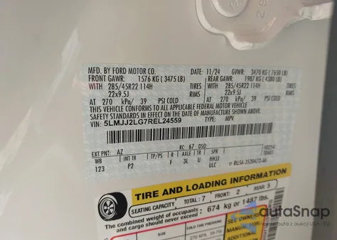 2024 Lincoln Navigator Reserve z USA, uszkodzony, nr VIN 5LMJJ2LG7REL24559